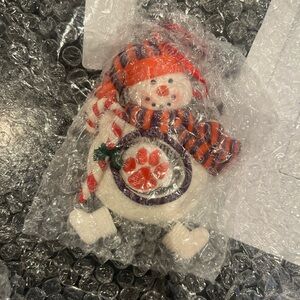 NWT Festive‎ Claydough Snowman Ornament with Striped Scarf Clemson University